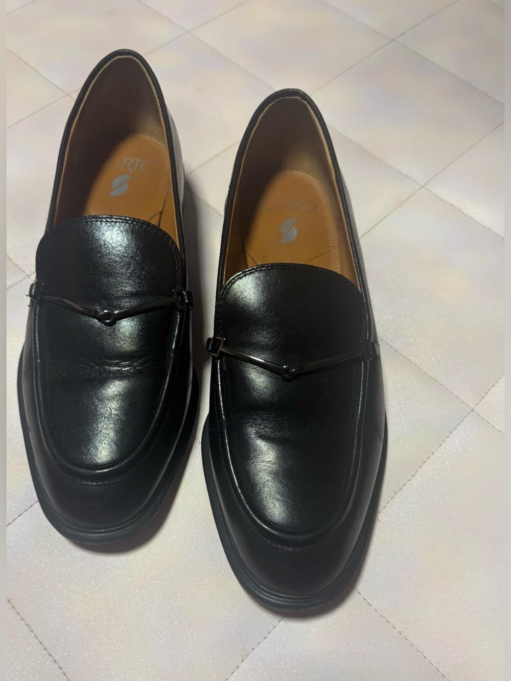 ✨ SARTO by Franco Sarto "Eda" Black Leather Horsebit Loafers ✨ Size 9W